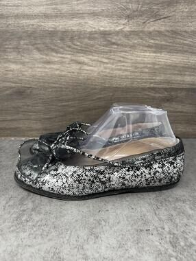 Maud Frizon Shoes Womens Size 6 (37) Black Silver Slip On Flats